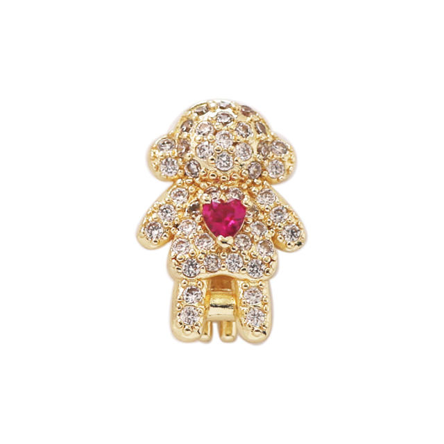 18K gold plated copper full diamond cute rainbow animal boy girl charm for belt band bracelet