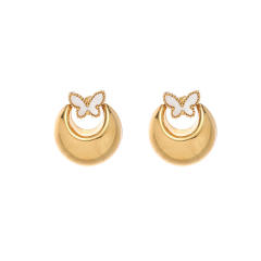 Elegant hollow out enamel butterfly big stainless steel earrings