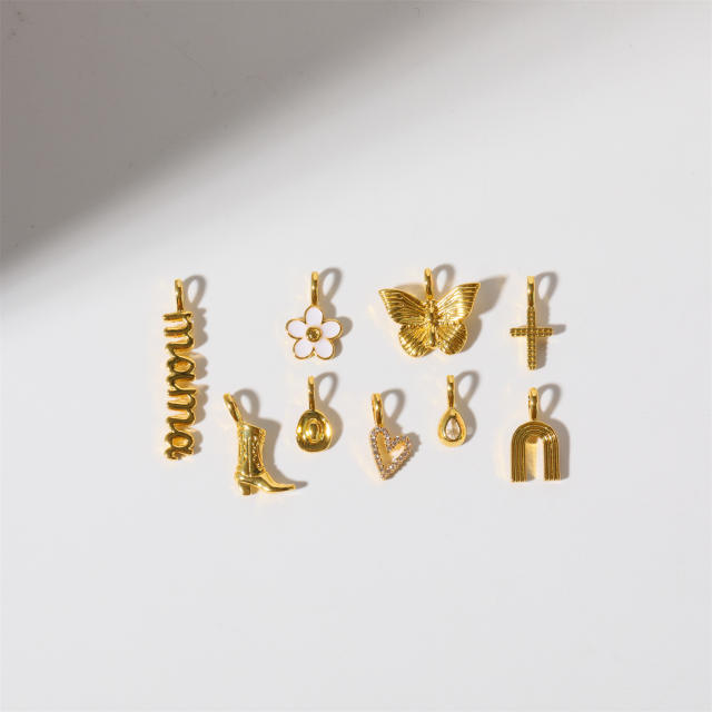 DIY dainty necklace boot cowboy hat cross butterfly heart pendant collection