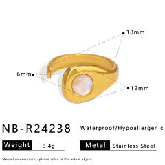 Vintage natural stone statement stainless steel rings