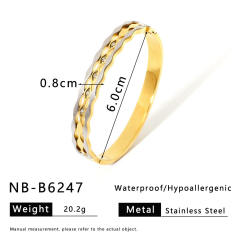 18K gold plated two tone stainless steel bangle hollow bangle