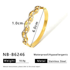 18K gold plated two tone stainless steel bangle hollow bangle