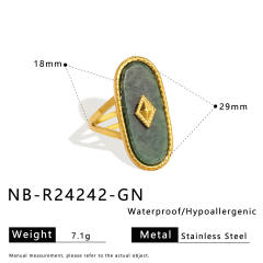 Vintage natural stone statement stainless steel rings