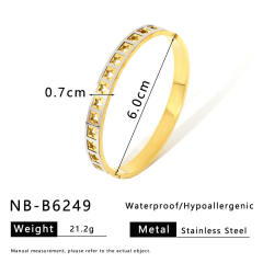 18K gold plated two tone stainless steel bangle hollow bangle