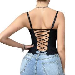 Plain color lace corset tops camisole cropped tops