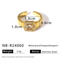Delicate cubic zircon inlaid emerald stainless steel rings diamond rings