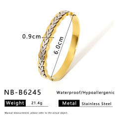 18K gold plated two tone stainless steel bangle hollow bangle
