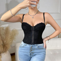 Plain color lace corset tops camisole cropped tops