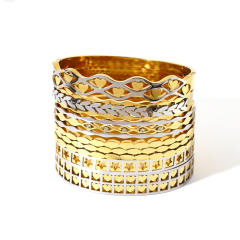 18K gold plated two tone stainless steel bangle hollow bangle