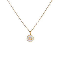 18KG white shell roune piece pendant zodiac stainless steel necklace