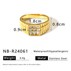 Delicate cubic zircon inlaid emerald stainless steel rings diamond rings