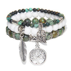 Bohemian Personalized Bracelet for Women Natural Beads Turquoise Tree of Life