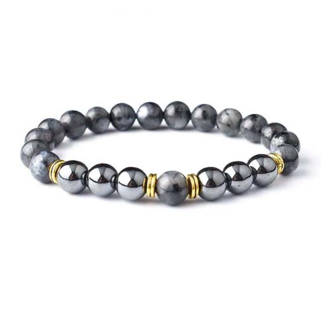 8mm natural stone energy stone Black magnet Tiger Eye volcanic rock beaded bracelet wholesale