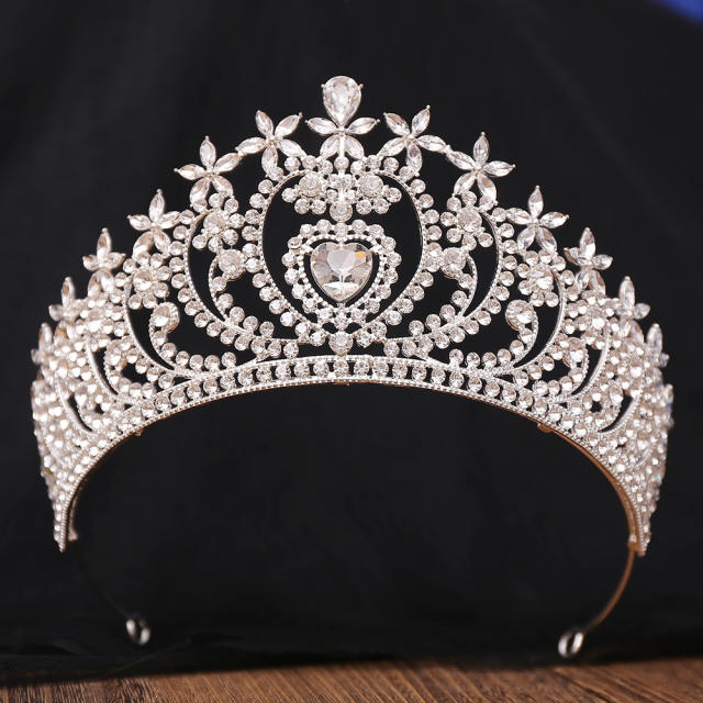 Headwear Bride Hair Accessories High-grade European and American Love Crown Baroque Red Crystal Accessories
