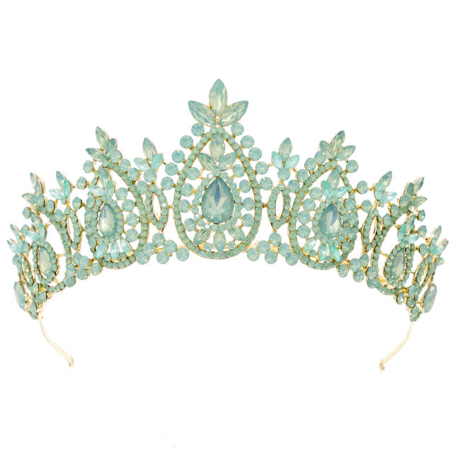 Luxury colorful crystal bead handmade wedding hair crown hair piece