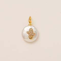 Gold plated copper diamond heart clover taichi DIY jewelry charm