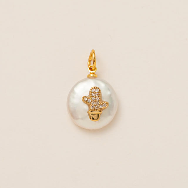 Gold plated copper diamond heart clover taichi DIY jewelry charm
