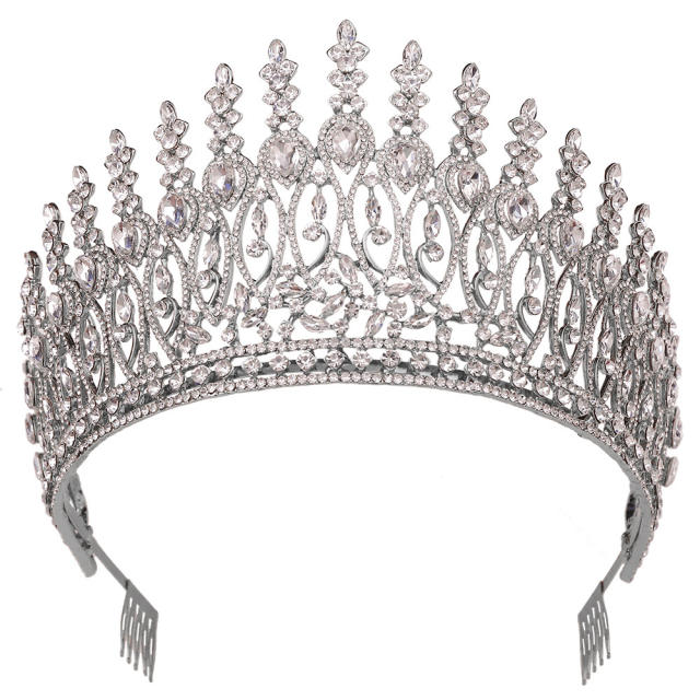 Baroque Beauty Pageant Crown Alloy Bride Crown Stage Show Crown Big Hair Comb Show Crown