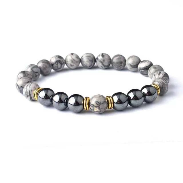 8mm natural stone energy stone Black magnet Tiger Eye volcanic rock beaded bracelet wholesale