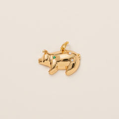Gold plated copper diamond heart clover taichi DIY jewelry charm