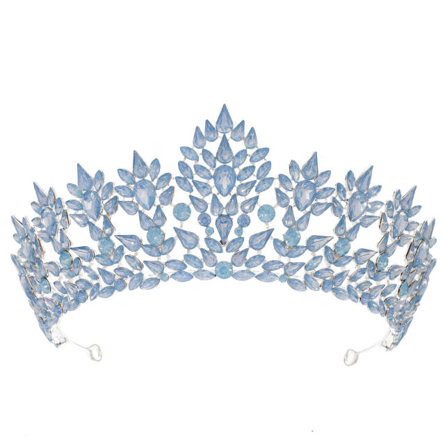 Luxury alloy crown colorful crystal handmade wedding hair crown hair piece