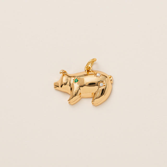 Gold plated copper diamond heart clover taichi DIY jewelry charm