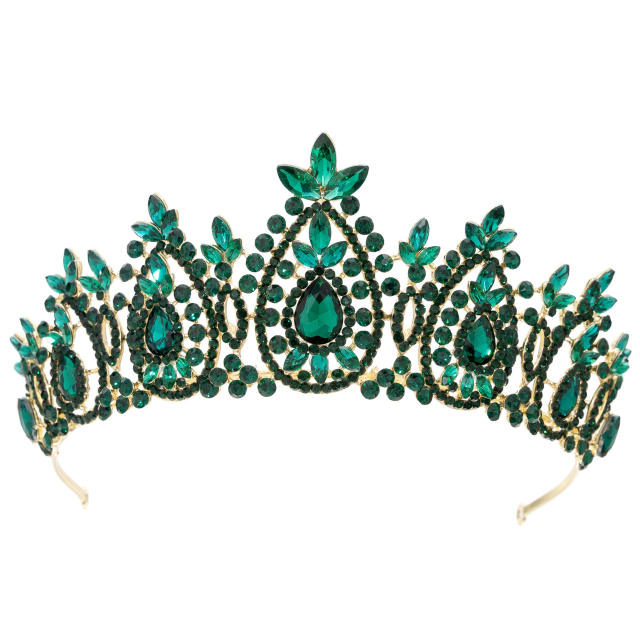 Luxury colorful crystal bead handmade wedding hair crown hair piece