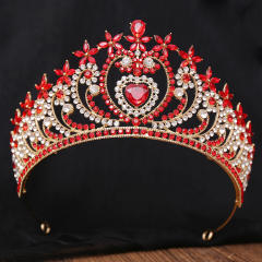 Headwear Bride Hair Accessories High-grade European and American Love Crown Baroque Red Crystal Accessories