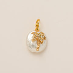 Gold plated copper diamond heart clover taichi DIY jewelry charm