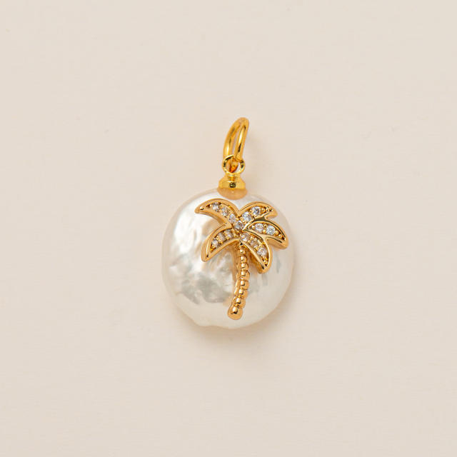 Gold plated copper diamond heart clover taichi DIY jewelry charm
