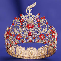 New Baroque High-End Beauty Pageant Crown Full Circle Beauty Pageant Winning Champion Rhinestone Large Crown