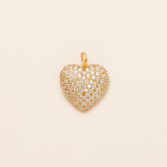 Gold plated copper diamond heart clover taichi DIY jewelry charm