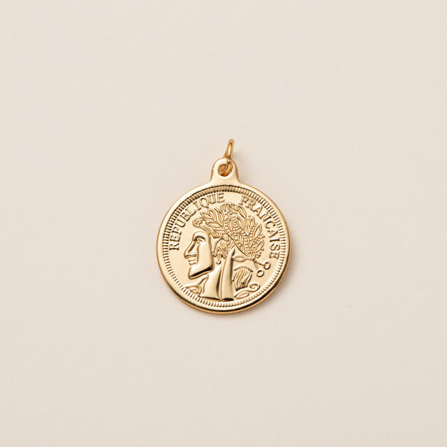 Gold plated copper diamond heart clover taichi DIY jewelry charm