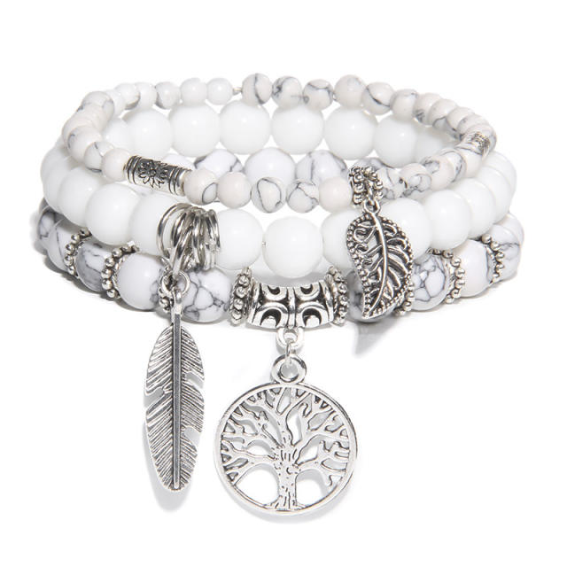 Bohemian Personalized Bracelet for Women Natural Beads Turquoise Tree of Life