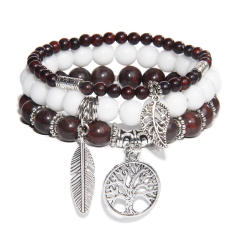 Bohemian Personalized Bracelet for Women Natural Beads Turquoise Tree of Life