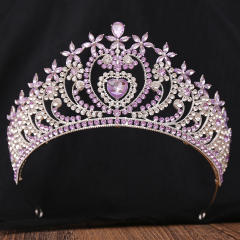 Headwear Bride Hair Accessories High-grade European and American Love Crown Baroque Red Crystal Accessories