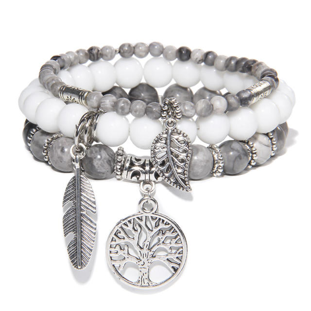 Bohemian Personalized Bracelet for Women Natural Beads Turquoise Tree of Life