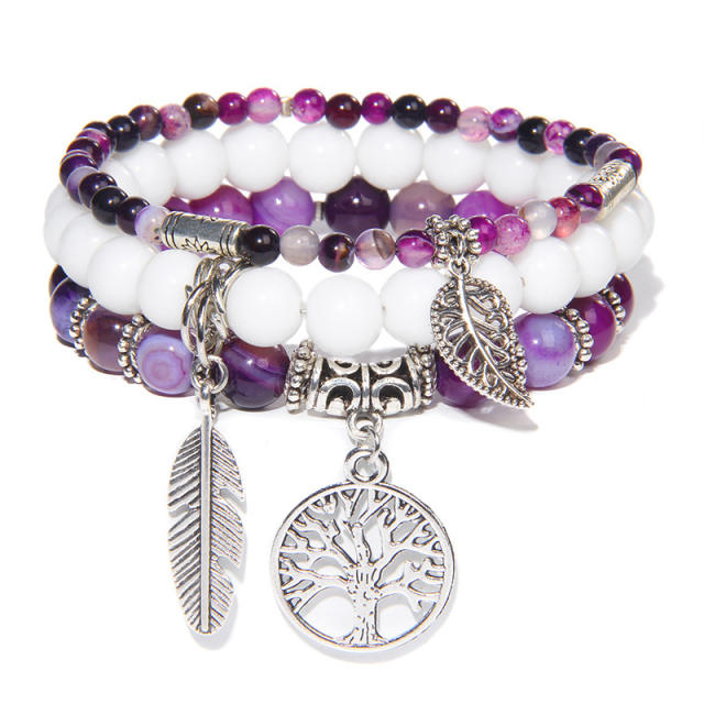 Bohemian Personalized Bracelet for Women Natural Beads Turquoise Tree of Life