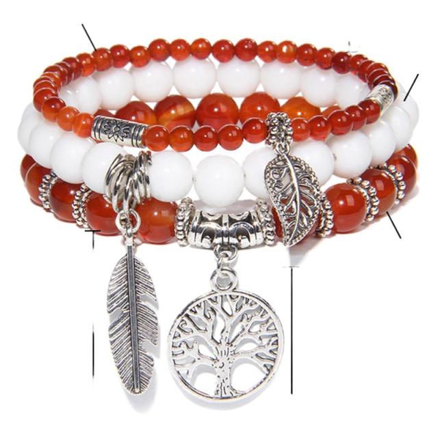 Bohemian Personalized Bracelet for Women Natural Beads Turquoise Tree of Life