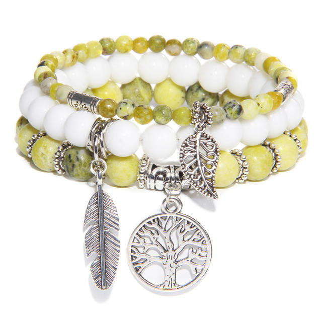 Bohemian Personalized Bracelet for Women Natural Beads Turquoise Tree of Life