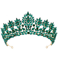 Luxury alloy crown colorful crystal handmade wedding hair crown hair piece