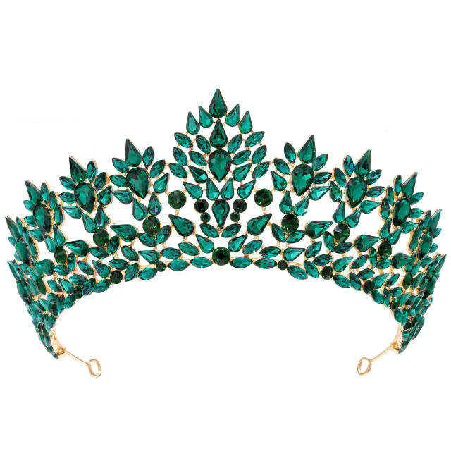 Luxury alloy crown colorful crystal handmade wedding hair crown hair piece