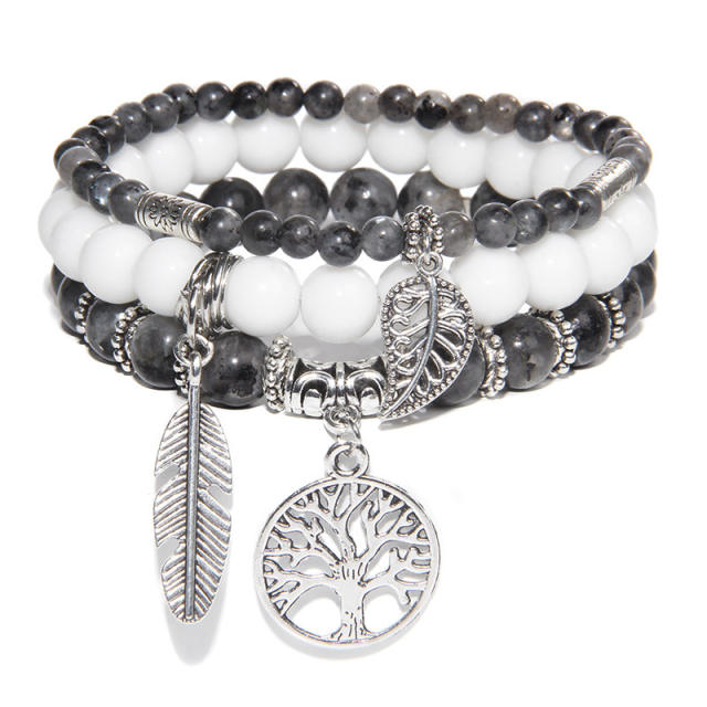 Bohemian Personalized Bracelet for Women Natural Beads Turquoise Tree of Life