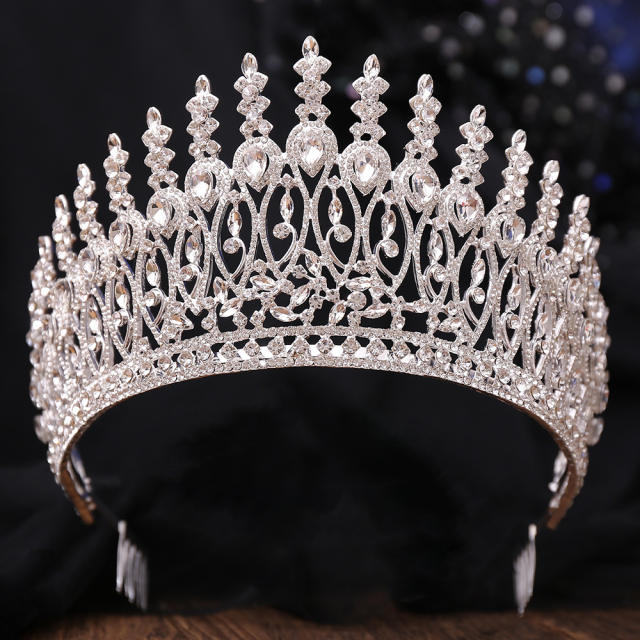 Baroque Beauty Pageant Crown Alloy Bride Crown Stage Show Crown Big Hair Comb Show Crown