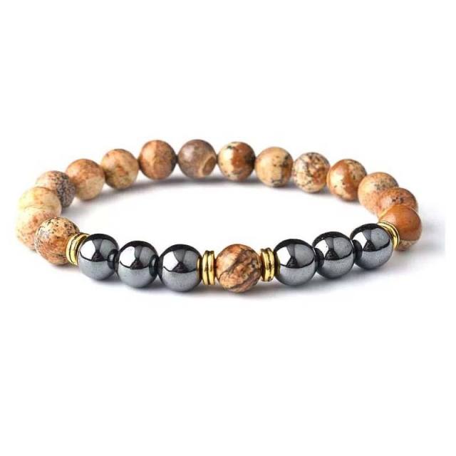 8mm natural stone energy stone Black magnet Tiger Eye volcanic rock beaded bracelet wholesale