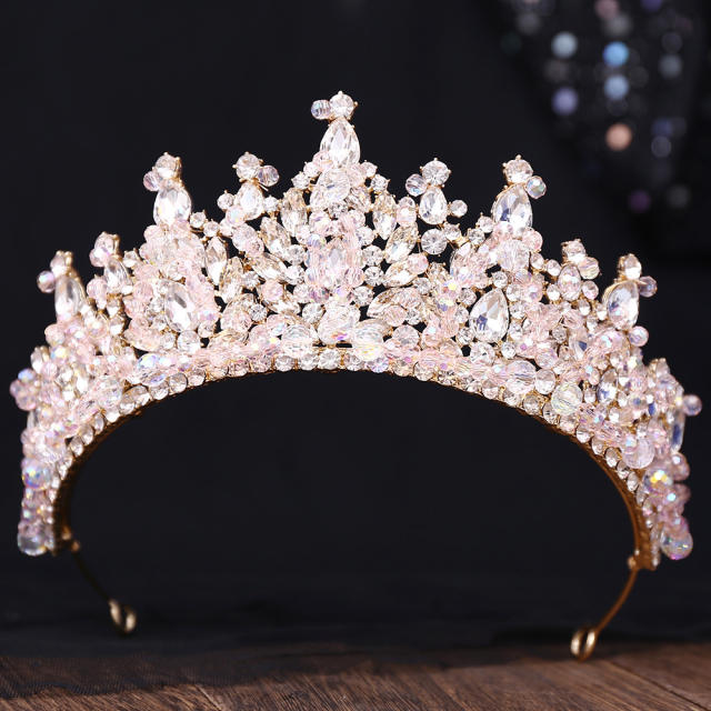 Handmade crystal bead luxury colorful hair crown wedding hair piece