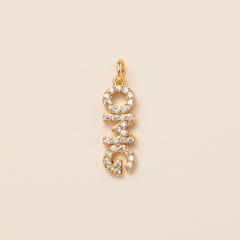 Gold plated copper diamond heart clover taichi DIY jewelry charm