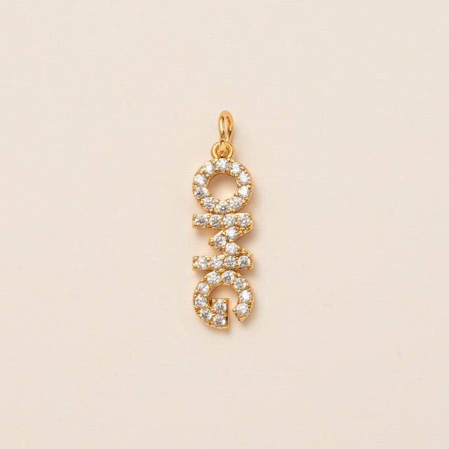 Gold plated copper diamond heart clover taichi DIY jewelry charm