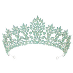 Luxury alloy crown colorful crystal handmade wedding hair crown hair piece