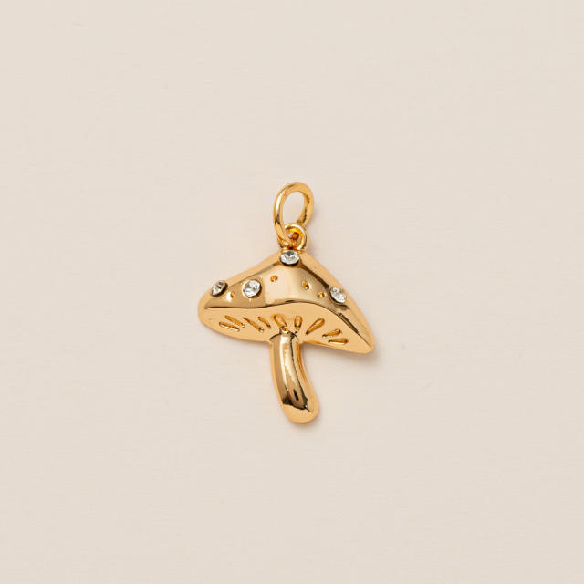 Gold plated copper diamond heart clover taichi DIY jewelry charm